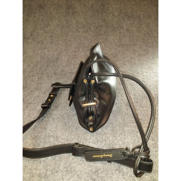 Tommy Bahama Crossbody Bag Black Leather Embroidered Gold Tone Embellish Boho - Picture 4 of 12